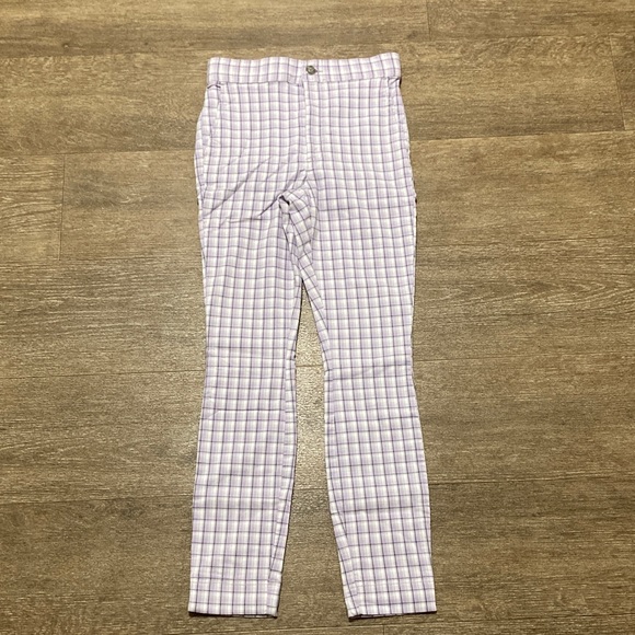 Hollister Purple and White Checkered ultra high rise pants - Picture 1 of 7